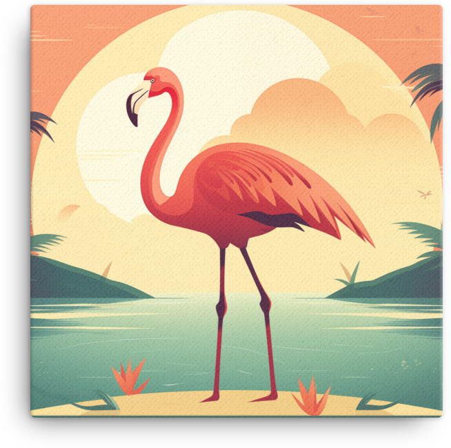 Tropical Sunset Flamingo Canvas Wall Art