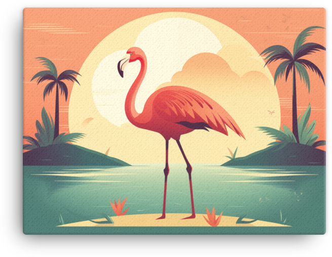Tropical Sunset Flamingo Canvas Wall Art