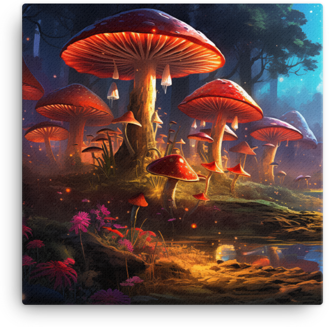 Twilight Enchantment Mushroom Canvas