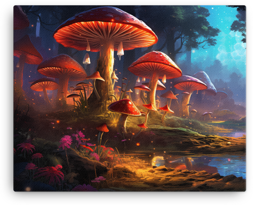Twilight Enchantment Mushroom Canvas