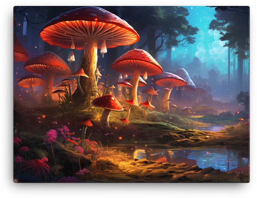 Twilight Enchantment Mushroom Canvas