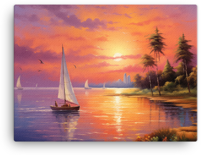 Twilight Sailing by the Coastal City Canvas wall art