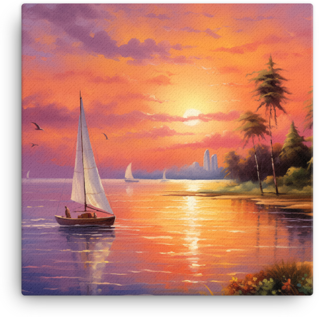 Twilight Sailing by the Coastal City Canvas wall art