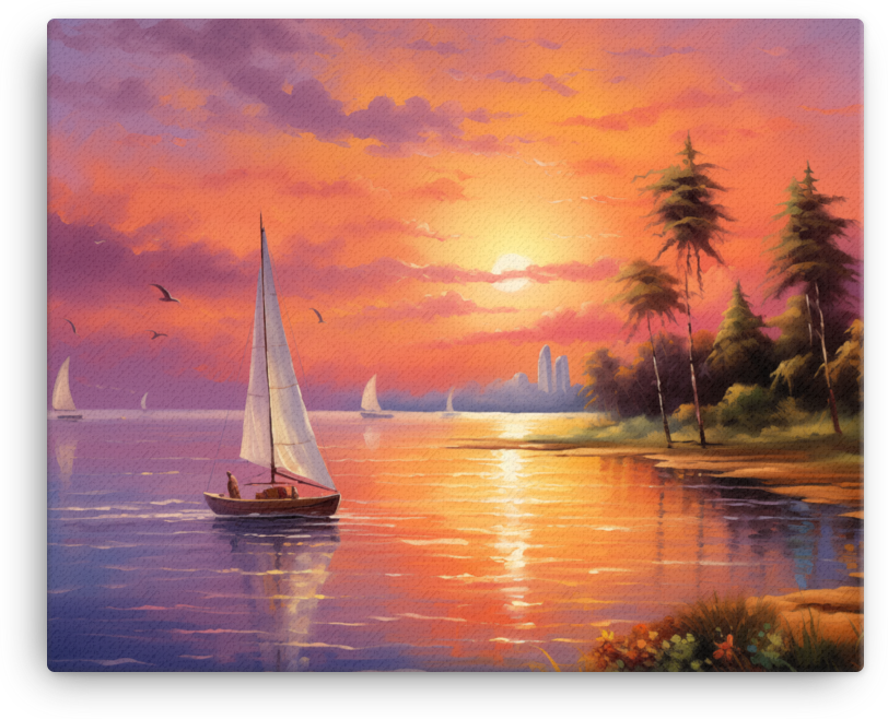 Twilight Sailing by the Coastal City Canvas wall art