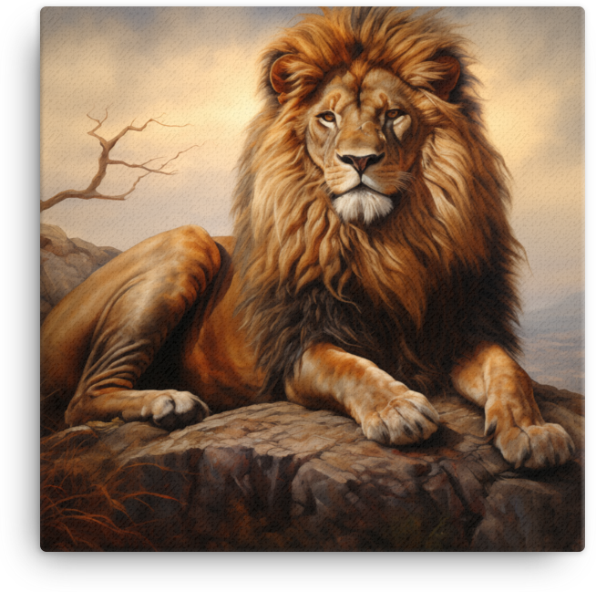 Twilight Savanna King Lion Canvas Wall Art