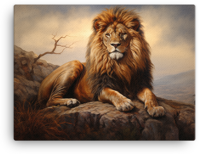 Twilight Savanna King Lion Canvas Wall Art