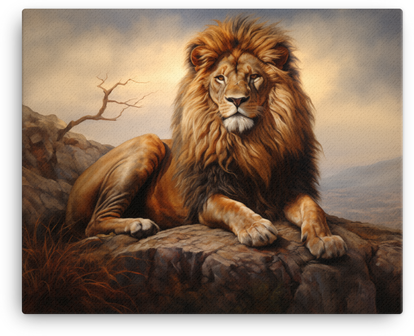 Twilight Savanna King Lion Canvas Wall Art