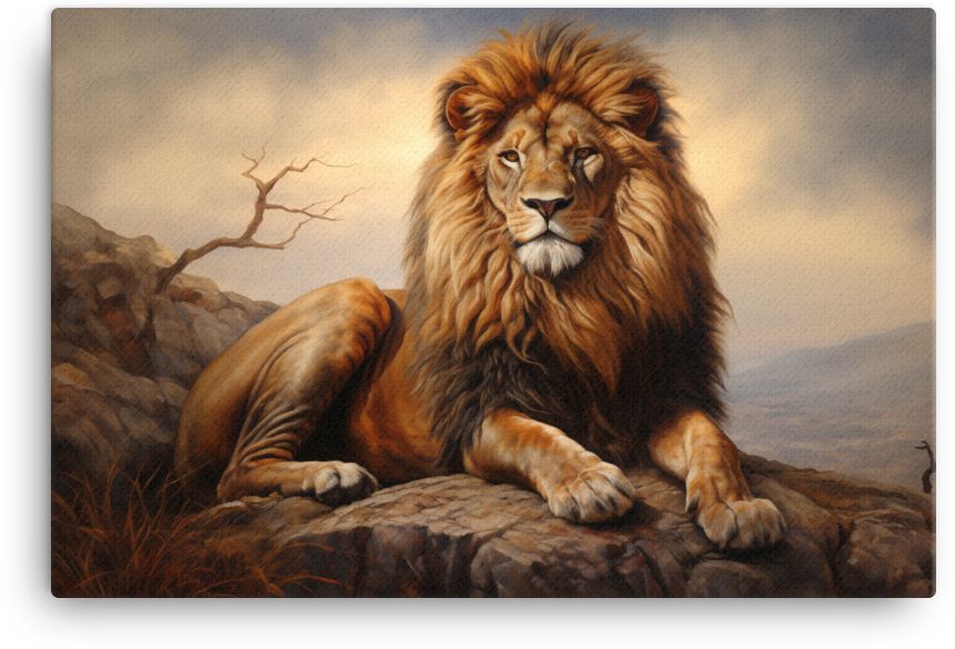 Twilight Savanna King Lion Canvas Wall Art