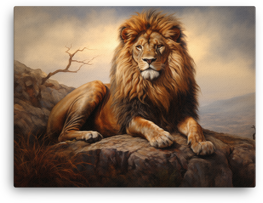 Twilight Savanna King Lion Canvas Wall Art