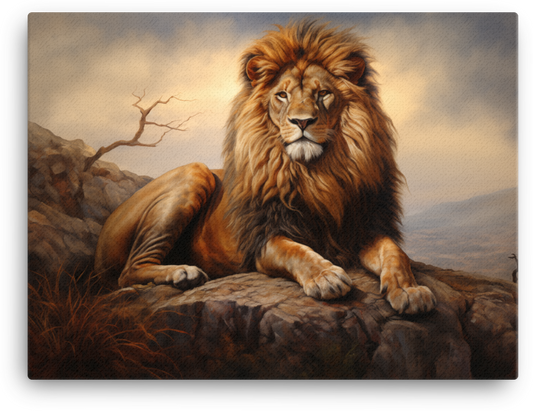Twilight Savanna King Lion Canvas Wall Art