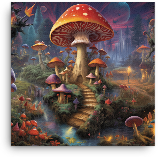 Twilight Whispers in the Mushroom Fantasyland Canvas