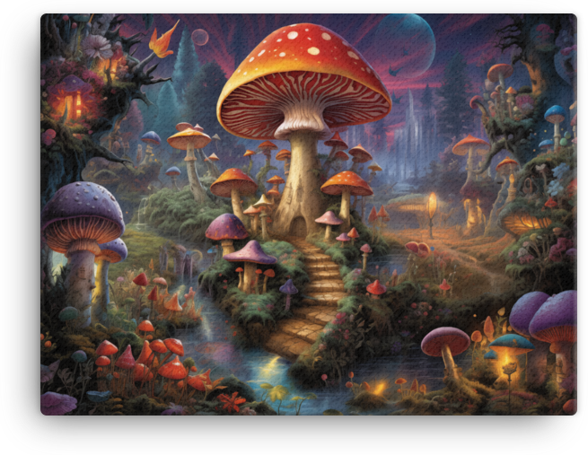 Twilight Whispers in the Mushroom Fantasyland Canvas