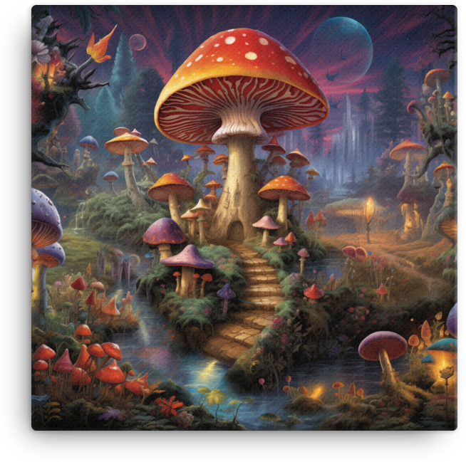 Twilight Whispers in the Mushroom Fantasyland Canvas