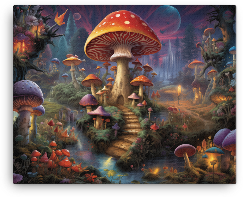 Twilight Whispers in the Mushroom Fantasyland Canvas