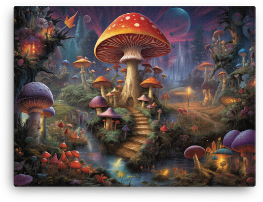 Twilight Whispers in the Mushroom Fantasyland Canvas