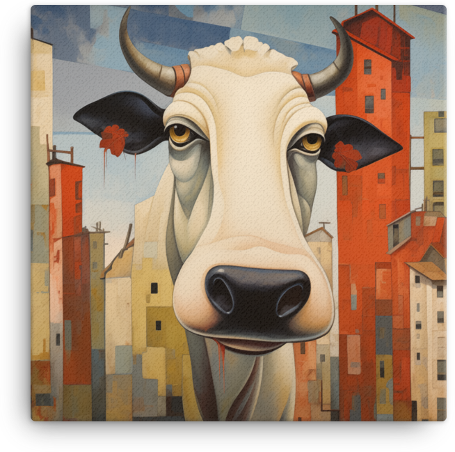 Urban Pasture Cow Canvas Wall Art