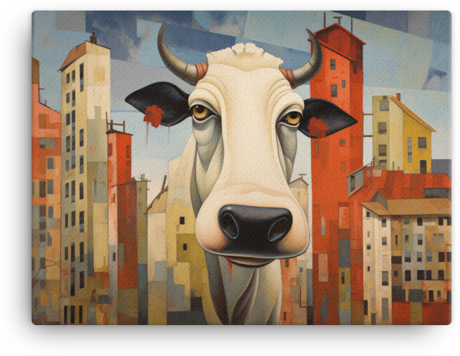 Urban Pasture Cow Canvas Wall Art