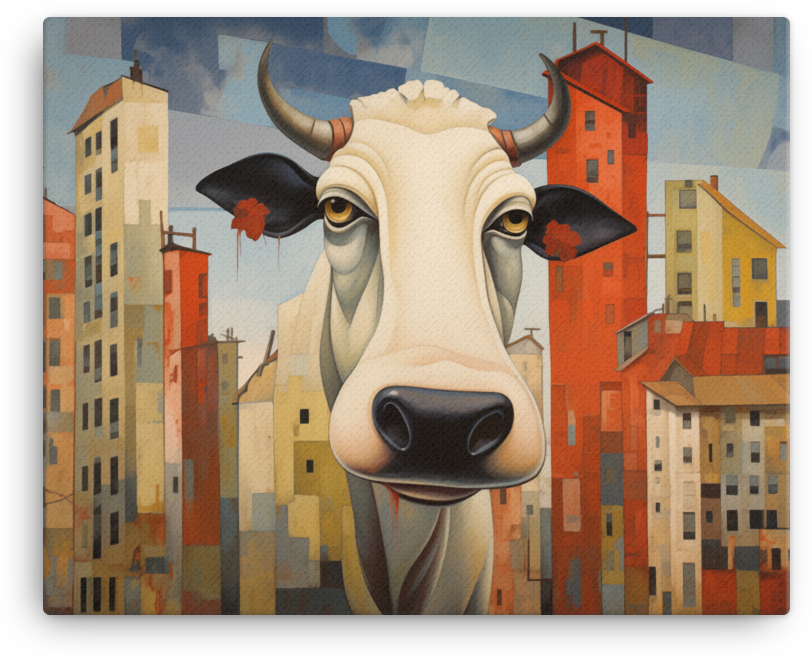 Urban Pasture Cow Canvas Wall Art