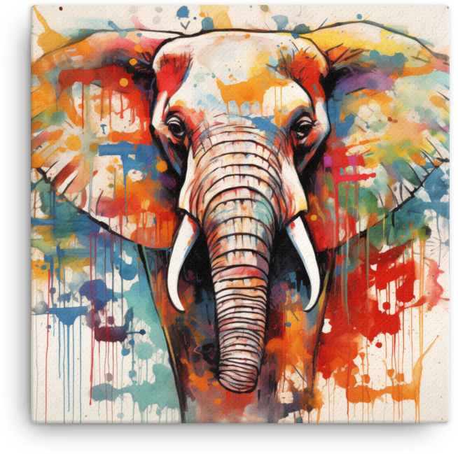 Vibrant Essence Elephant Canvas Wall Art