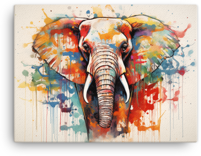 Vibrant Essence Elephant Canvas Wall Art