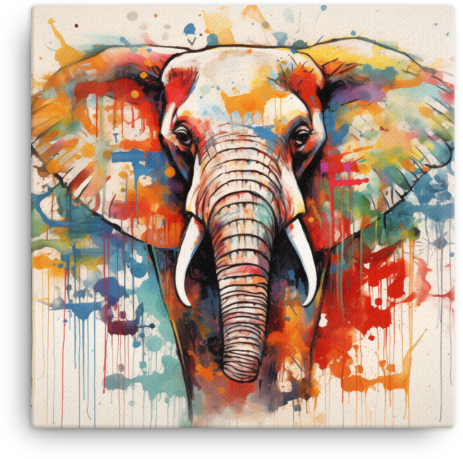 Vibrant Essence Elephant Canvas Wall Art