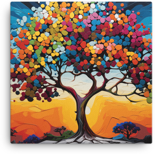 Vibrant Mosaic Tree Canvas wall art