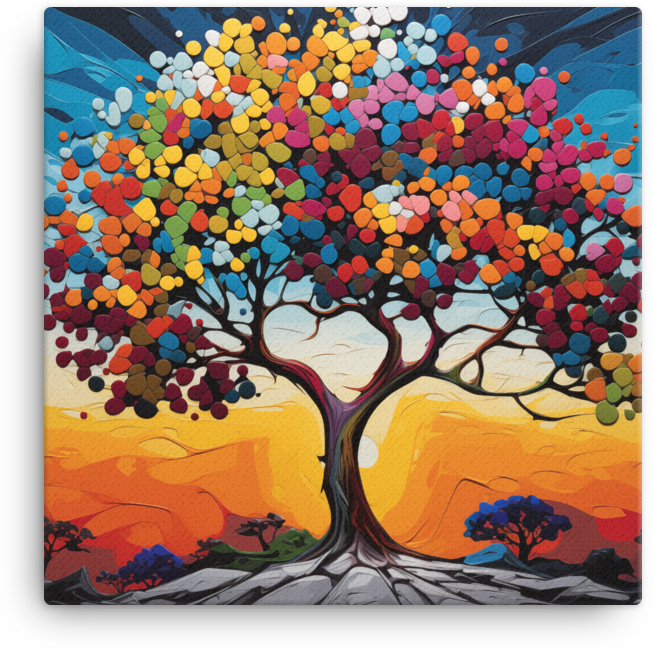 Vibrant Mosaic Tree Canvas wall art