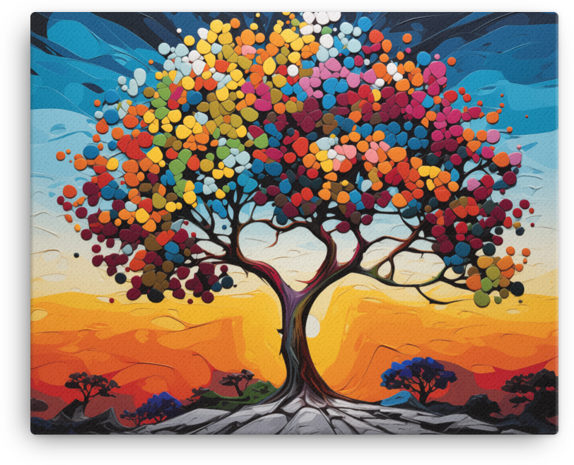 Vibrant Mosaic Tree Canvas wall art