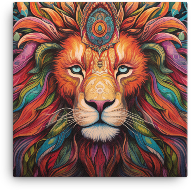 Vibrant Tribal Lion Canvas Wall Art