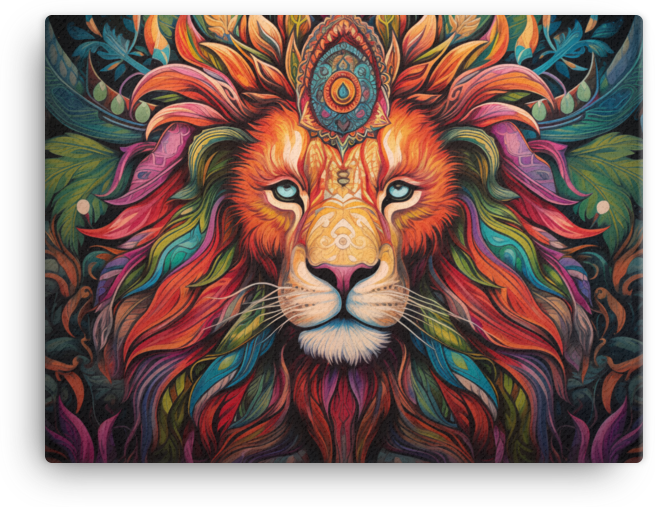 Vibrant Tribal Lion Canvas Wall Art