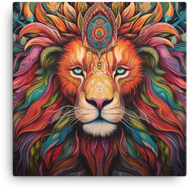 Vibrant Tribal Lion Canvas Wall Art