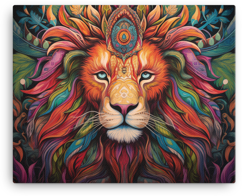 Vibrant Tribal Lion Canvas Wall Art