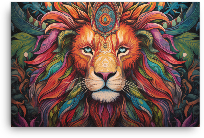 Vibrant Tribal Lion Canvas Wall Art