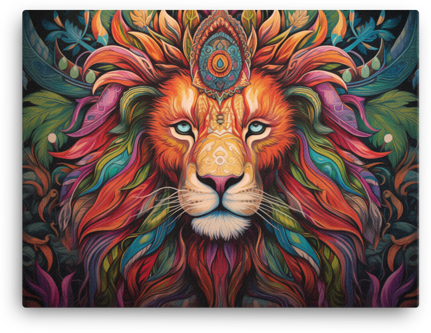 Vibrant Tribal Lion Canvas Wall Art