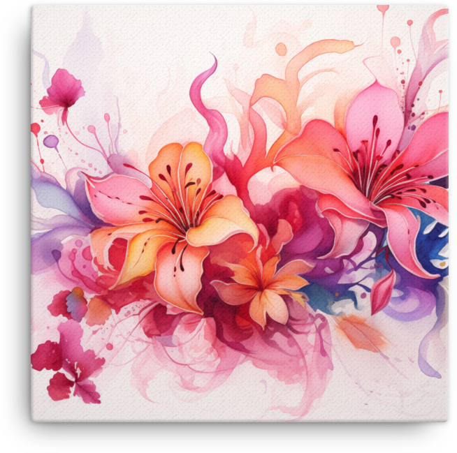 Vibrant Watercolor Floral Cascade Canvas Wall Art wall art