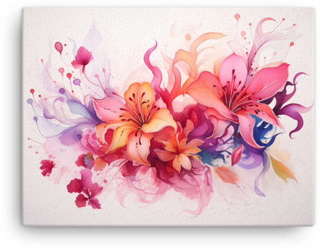 Vibrant Watercolor Floral Cascade Canvas Wall Art wall art