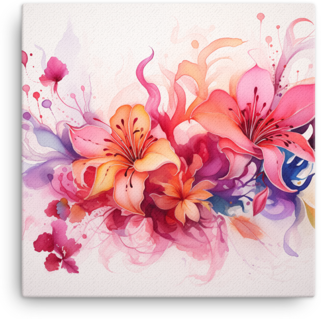 Vibrant Watercolor Floral Cascade Canvas Wall Art wall art
