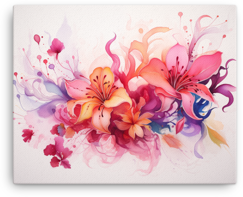 Vibrant Watercolor Floral Cascade Canvas Wall Art wall art