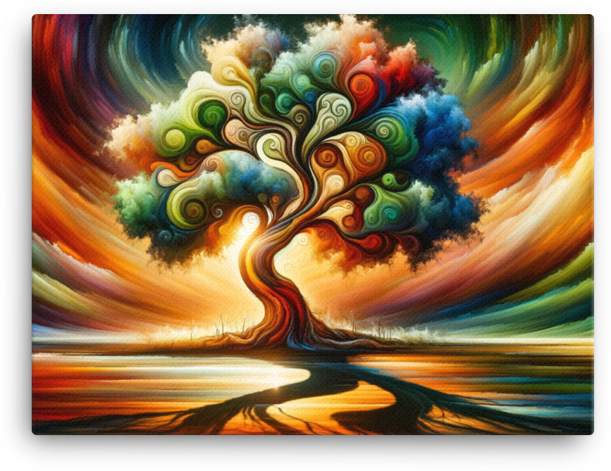 Vibrant Whirlwind of the Four Seasons Tree Canvas wall art