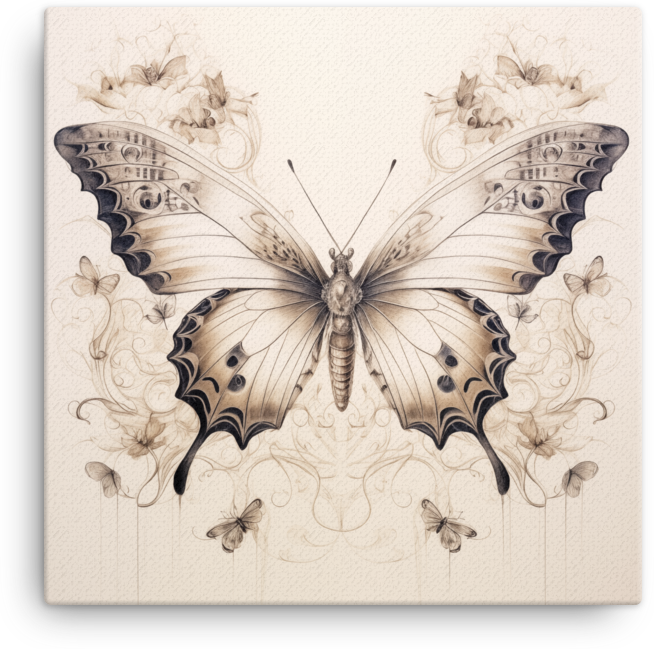 Vintage Butterfly Sketch Canvas
