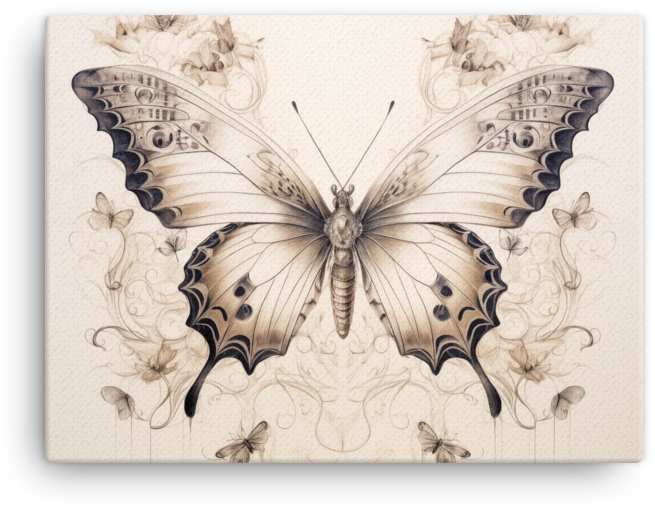 Vintage Butterfly Sketch Canvas