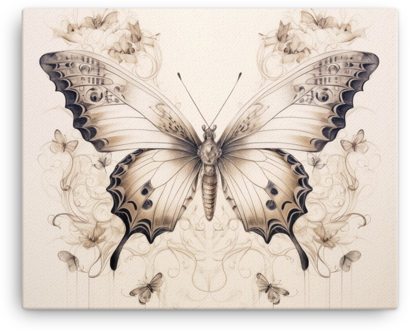 Vintage Butterfly Sketch Canvas