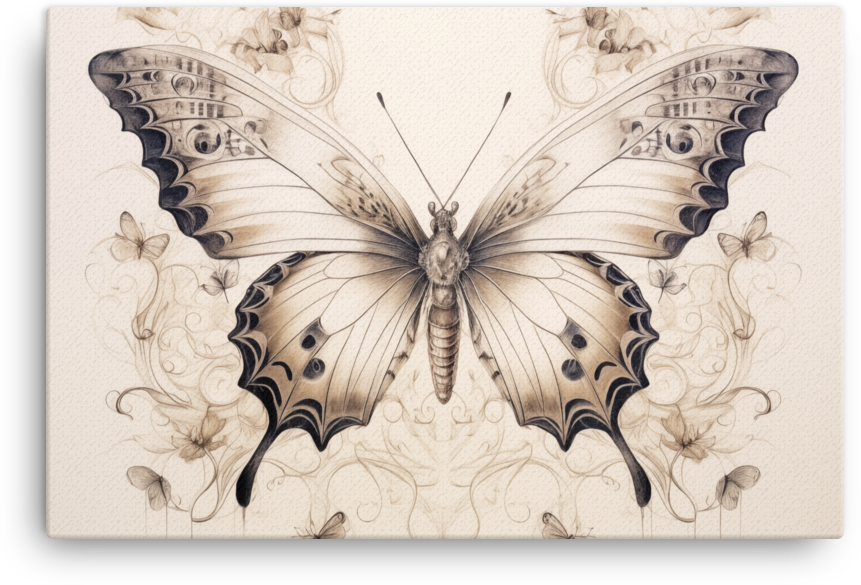 Vintage Butterfly Sketch Canvas