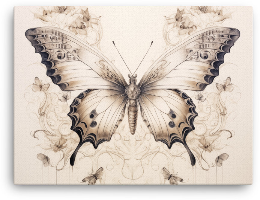 Vintage Butterfly Sketch Canvas