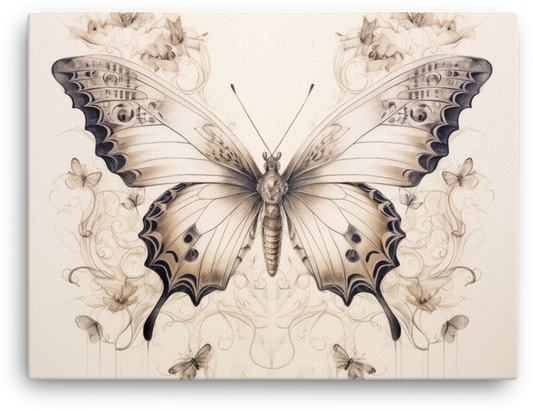 Vintage Butterfly Sketch Canvas