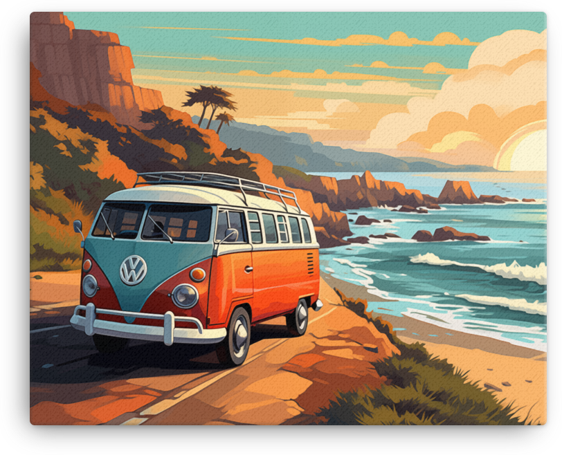 Vintage Van on a Coastal Journey Canvas wall art