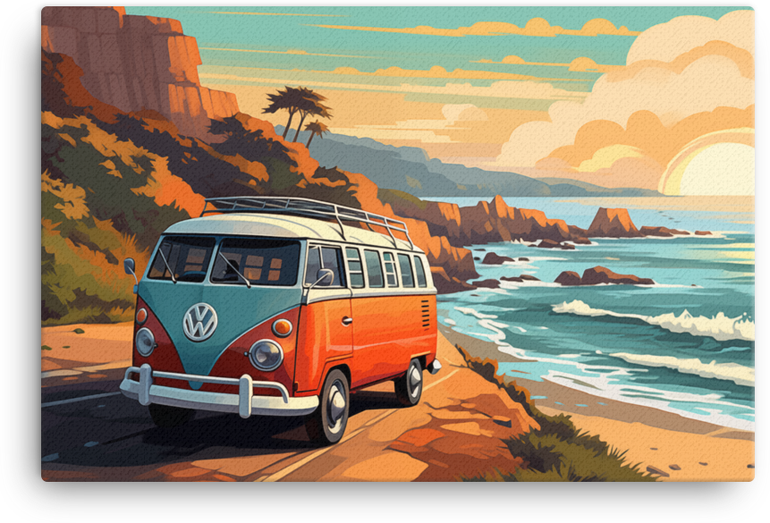 Vintage Van on a Coastal Journey Canvas wall art