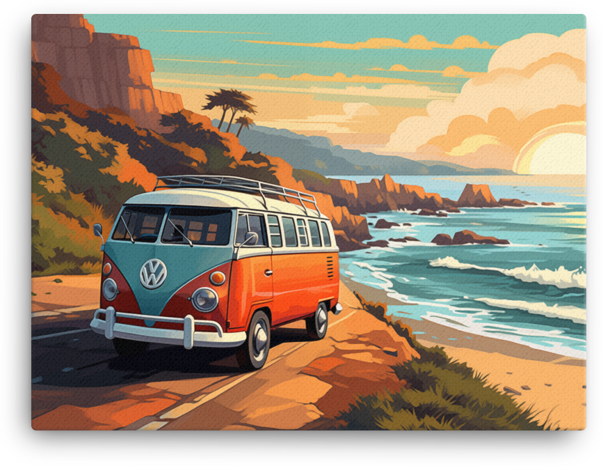 Vintage Van on a Coastal Journey Canvas wall art