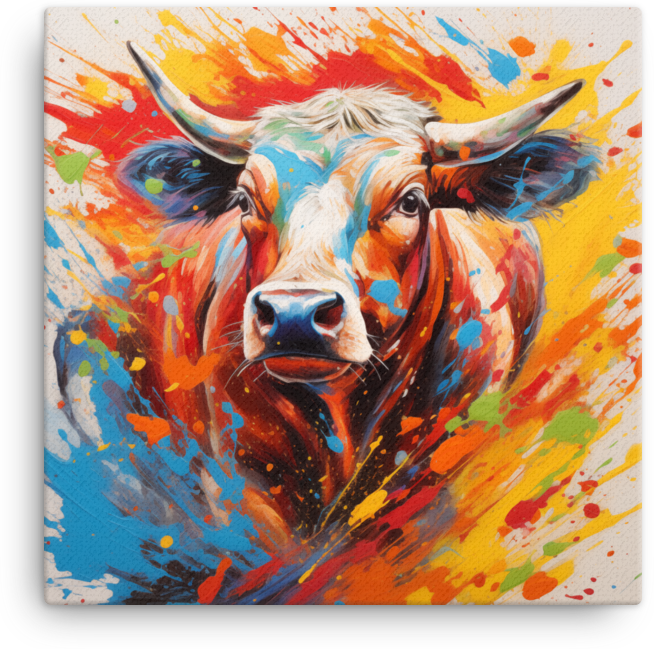 Vivid Imagination Cow Canvas Wall Art