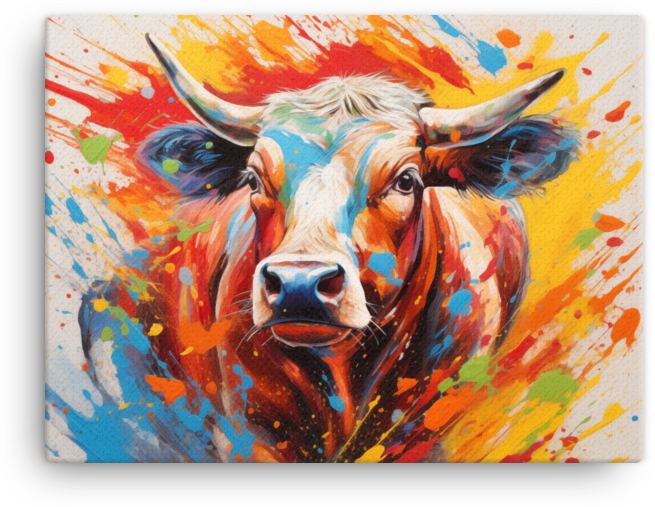 Vivid Imagination Cow Canvas Wall Art